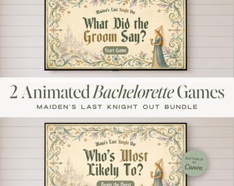 Maiden's Last Knight Out Bachelorette Games Bundle, What Did The Groom Say & Most Likely To Gender Swap, Medieval Canva Party Games