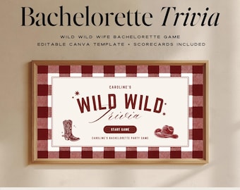 Wild Wild Wife Bachelorette Trivia Game, Cowgirl Bachelorette Party Game, Western Bach Game, Printable Hen Party Activity, Bride Quiz