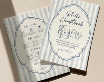 Photo GuestBook Sign Template, Instant Camera Instructions Sign, Editable Photo Guestbook Sign, Wedding Photobooth Guestbook Canva