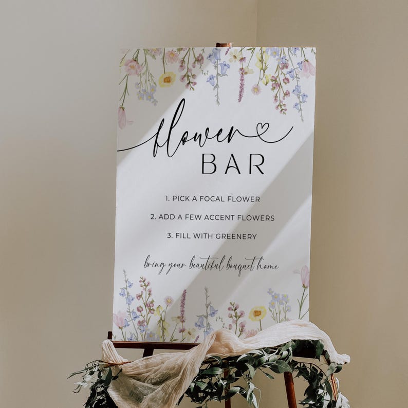 Flower Inn Sign Flower Bar Sign Template, Floral Wedding Signs, Editable Make a Bouquet ...