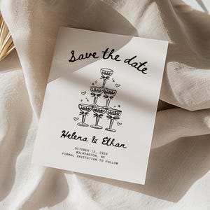 Hand Drawn Wedding Save the Date Template, Whimsical Wedding Stationery Printable, Unique Wedding Invites, Handwritten Invitations Canva DIY
