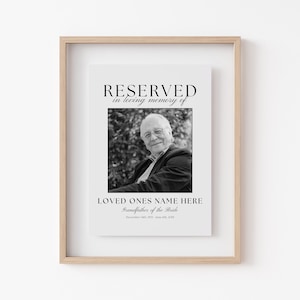 In Loving Memory Wedding Sign, In Loving Memory Png, In Loving Memory Sign, Wedding Reserved Seat Sign, Wedding Memorial Sign,