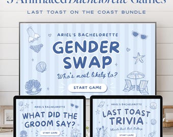 3 Bachelorette Party Games Bundle, What Did The Groom Say, Most Likely To Game, Beach Bachelorette Games, Last Toast on the Coast