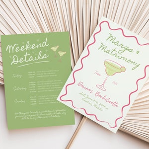 Margs and Matrimony Bachelorette Party Invitation, Bach Party Itinerary, Final Fiesta Bachelorette, Bachelorette Weekend Invitation