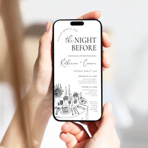 Electronic Rehearsal Dinner Invitation Template, Minimalist Digital Rehearsal Dinner Invite, Editable The Night Before Wedding Invitation