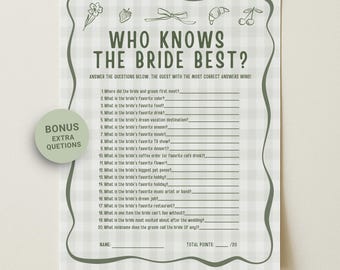 Fresh Off the Market Who Knows The Bride Best Game, Printable Bridal Shower Game, Bridal Shower Activities, Editable Canva Template