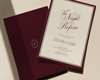 Burgund Rehearsal Dinner Invitation, Elegant Night Before Wedding Invite, Luxury Canva Template