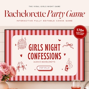 Girls Night Confessions Bachelorette Game, Editable Canva Party Game Template, Girls Night Drinking Game, Listen Don’t Judge Game