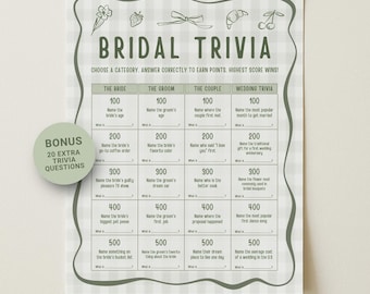 Fresh Off the Market Bridal Shower Trivia Game, Printable Bridal Shower Game, Bridal Shower Activities, Wedding Quiz, Canva Template