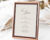 Burgundy Wedding Bar Menu Sign, Elegant Drink List (Canva Template)