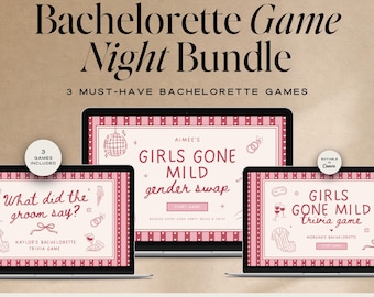 Bachelorette Games Bundle, Girls Gone Mild Bach Party Games, What Did the Groom Say, Most Likely To, Trivia Game, Editable Canva Template