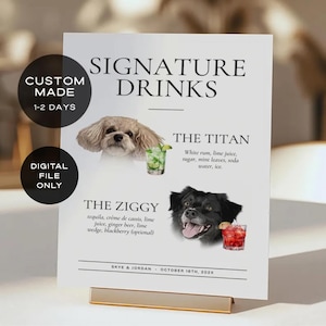 Custom Digital Dog Signature Drink Sign, Pet Signature Drink Menu, Custom Bar Menu Dog Drink Sign, Pet Drink Sign Dog Cat Signature Cocktail
