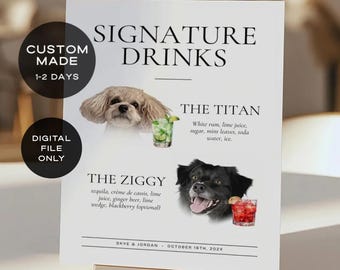 Custom Digital Dog Signature Drink Sign, Pet Signature Drink Menu, Custom Bar Menu Dog Drink Sign, Pet Drink Sign Dog Cat Signature Cocktail