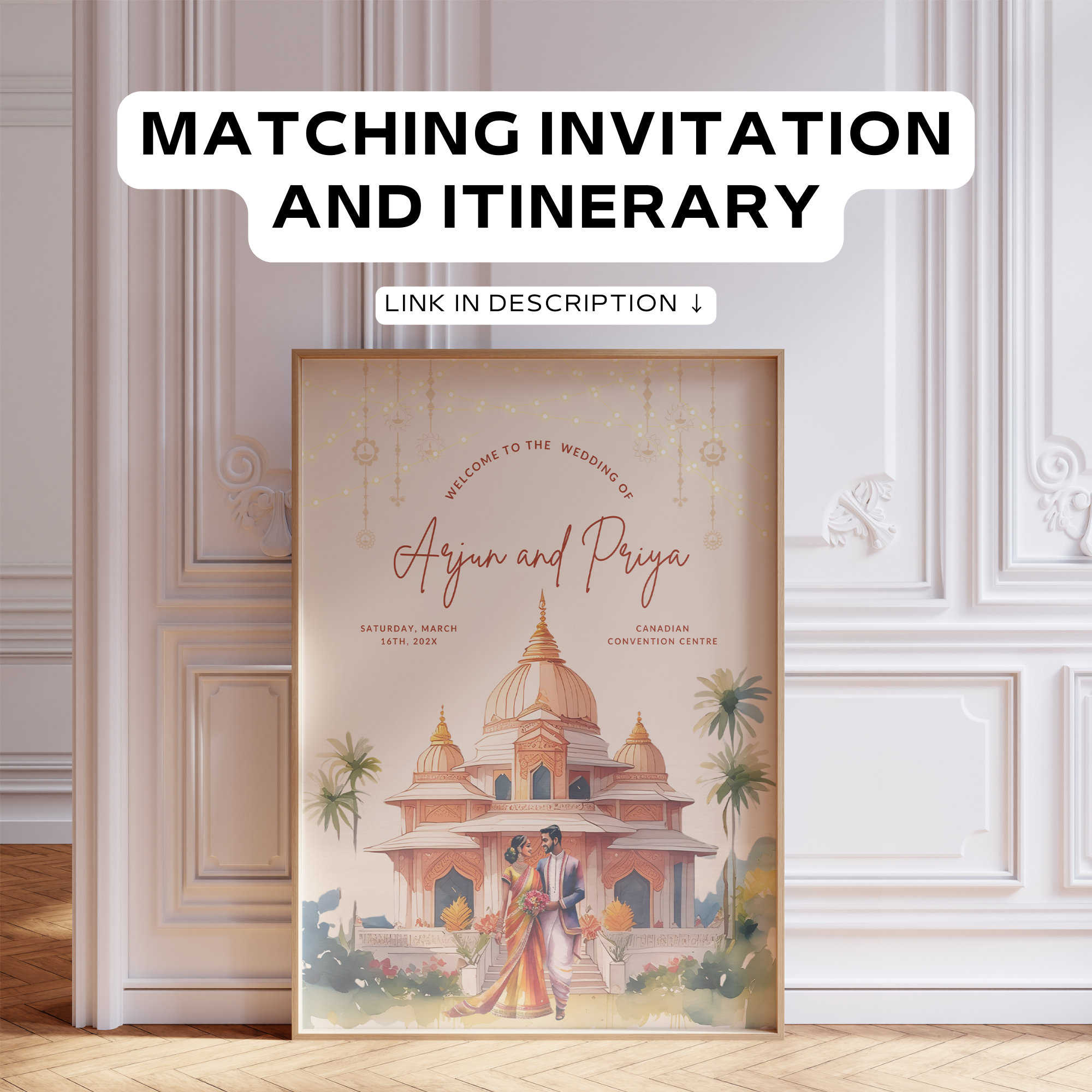 Invitación de boda india, invitación de boda sij, invitaciones de boda,  plantilla de invitación de boda, tarjeta de invitación de boda, templo hindú  - Etsy México, image size:2000x2000