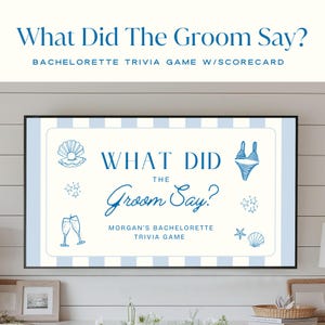 What Did The Groom Say Bachelorette Trivia Game, Bach Drinking Game Hens Party, Last Toast On The Coast, Guess Who Said It Game Canva DIY