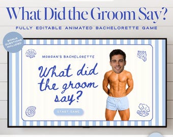 What Did the Groom Say Game, Animated Bachelorette Game, Last Toast on the Coast, Editable Canva Drinking Game