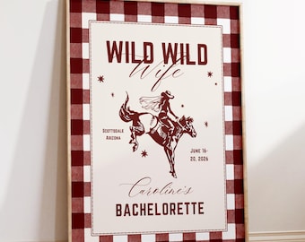Wild Wild Wife Bachelorette Welcome Sign, Scottsdale Bachelorette Decor, Last Rodeo Party Sign, Cowgirl Bach Welcome Poster, Editable Canva