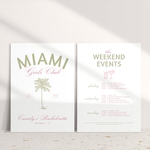 Miami Bachelorette Itinerary, Miami Bachelorette, Travel Itinerary Template, Travel Itinerary, Bachelorette Party Itinerary Template, DIY