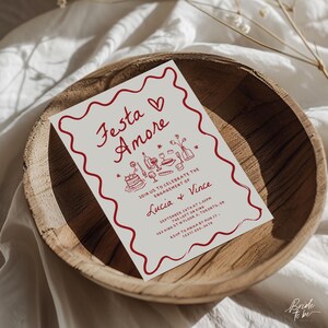 Wavy Italian Engagement Party Invitation, Italian Bridal Shower Invite, Whimsical Bridal Shower Invitation, Hand Drawn Canva Template
