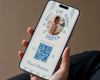 Last Toast on the Coast Buy the Bride a Drink Template, Beach Bachelorette QR Code Sign, Canva Payment Template, Coastal Bach Party