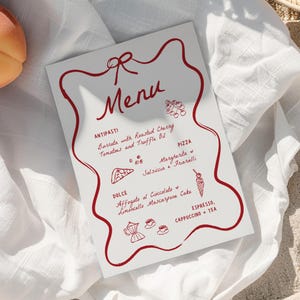 That's Amore Engagement Party Menu Template, Italian Dinner Party Menu, Wedding Menu Template, Whimsical Hand Drawn Editable Template DIY