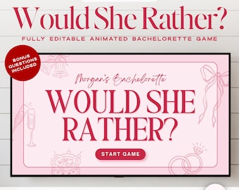 Would She Rather Bachelorette Game, Animated Editable Canva Game, Printable Bridal Shower Party Game, Hen Party Game, TV Wedding Game