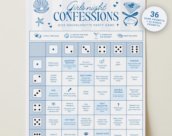 Last Toast on the Coast Dice Game, Coastal Bachelorette Party Game, Beach Bachelorette Game, Editable Printable Canva Template