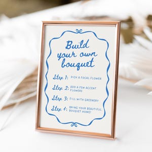 Flower Bar Sign, Hand Drawn Build Your Own Bouquet Canva Template, Floral Bridal Shower Sign, Flower Bar Cart Poster Baby Shower Printable