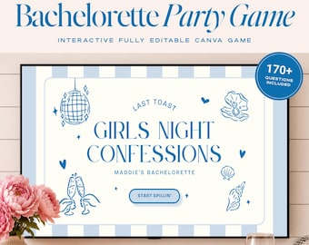 Last Toast on the Coast Bachelorette Game, Coastal Party Game, Editable Canva Girls Night Confessions, Beach Bach Weekend Activity
