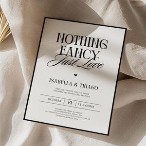 Minimalist Nothing Fancy Just Love Invitation, Elopement Announcement, Editable Elopement Reception Invitation, Modern Digital Invite Canva