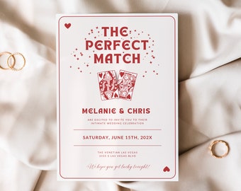 Las Vegas Wedding Invitation, Perfect Match Playing Cards (Digital Download)