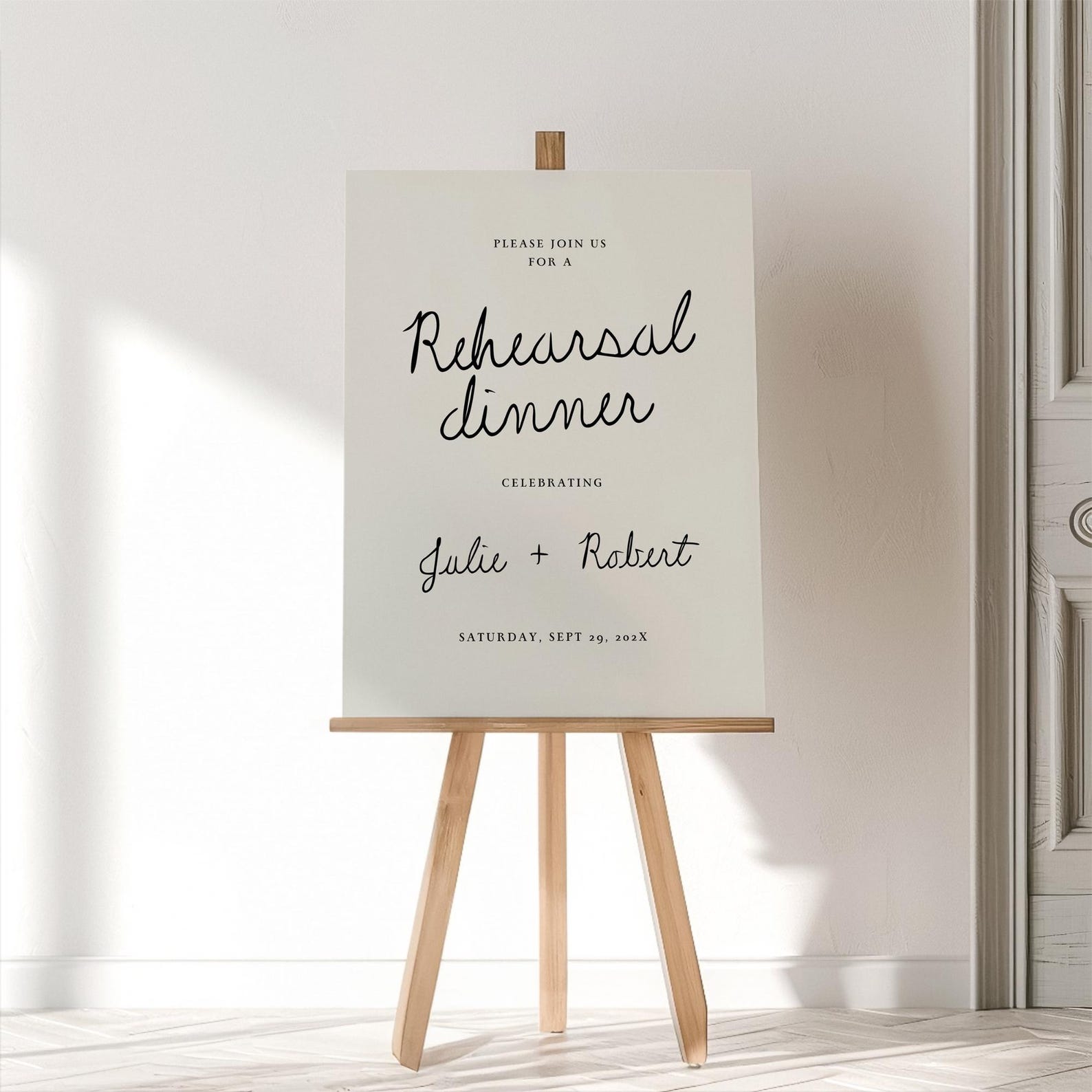 Minimal Hand Drawn Rehearsal Dinner Sign Template, Hand Written Style ...