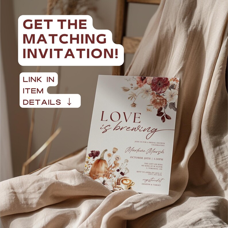 Buy Love is Brewing Bridal Shower Sign, Autumn Bridal Shower