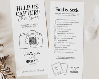 Find and Seek Wedding Game Template, Wedding Photo Hunt Game, QR Code Photo Share, Capture the Love, Canva Editable Template