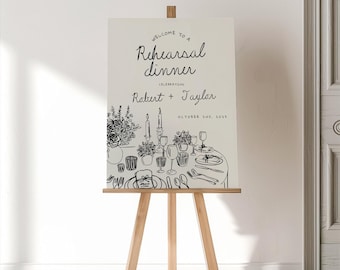 Hand Drawn Rehearsal Dinner Welcome Sign, Editable Template (Digital Download)