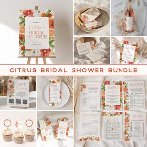 Citrus Bridal Shower Bundle Template, Main Squeeze Bridal Shower Invitation, Editable Spring Bridal Games Canva, Floral Bridal Shower Brunch