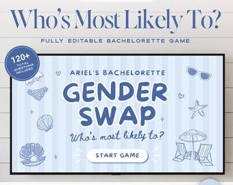 Gender Swap Bachelorette Game, Most Likely To Beach Bach Party Game,  Animated Canva Template, Hens Night Activity