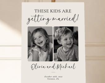 These Kids Are Getting Married Sign, The Night Before Wedding Sign, Rehearsal Dinner Welcome Sign, Editable Canva Template