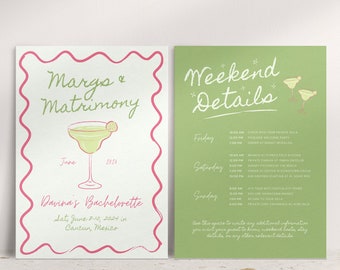 Margs and Matrimony Bachelorette Party Invitation, Bach Party Itinerary, Final Fiesta Bachelorette, Bachelorette Weekend Invitation