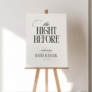 The Night Before Sign Template, The Night Before Wedding Sign, Modern The Night Before Welcome Sign, Minimalist Rehearsal Dinner Sign Canva