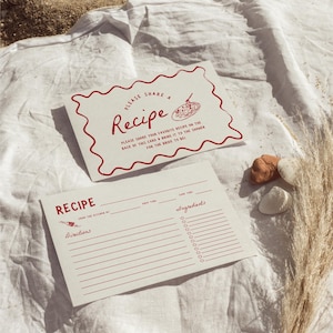 That's Amore Recipe Cards, Editable Bridal Shower Recipe Template, Italian Bridal Shower Game, Wavy Bride To Be Recipe Request Card Canva