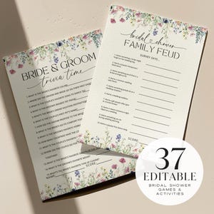Wildflower Bridal Shower Games, Pink Flower Bridal Shower Editable Games, Wildflower Printable Games, Games Pack, Modern Bridal Shower Games