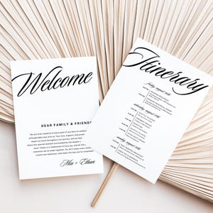 Wedding Weekend Itinerary Template, Printable Wedding Welcome, Modern Minimalist Wedding Weekend Timeline, Wedding Details Canva Template