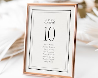 Black Ivory Classic Estate Table Numbers Sign Template, Elegant Reception Seating Card Printable, Minimal Wedding Decor Canva