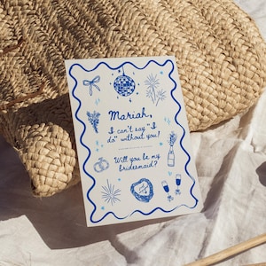 Hand Drawn Bridesmaid Proposal Card Template, Will You Be My Bridesmaid, Disco Bridesmaid Proposal Card, Maid of Honor Proposal