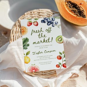 Fresh Off The Market Bridal Shower Invitation, Editable Off The Market Bridal Shower, Farmers Market Wedding Shower Invite Canva Template