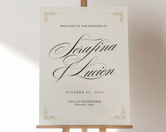 Moody Vintage Romance Wedding Welcome Sign, Vintage Wedding Sign Template, Romantic Wedding Decor, Old Money Aesthetic Editable Canva