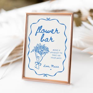 Flower Bar Sign, Wildflower Bouquet Bar Canva Template, Floral Bridal Shower Sign, Flower Bar Cart Poster Hand Drawn Baby Shower Printable