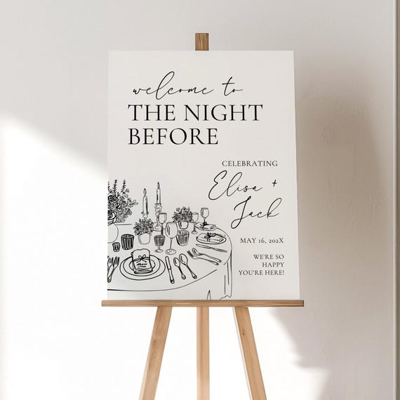 The Night Before Welcome Sign Template, Editable Rehearsal Dinner