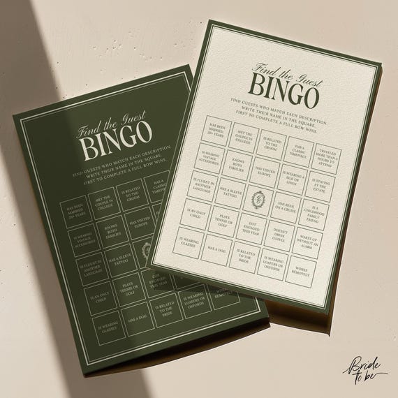 Olive Green Find-the-Guest Bingo